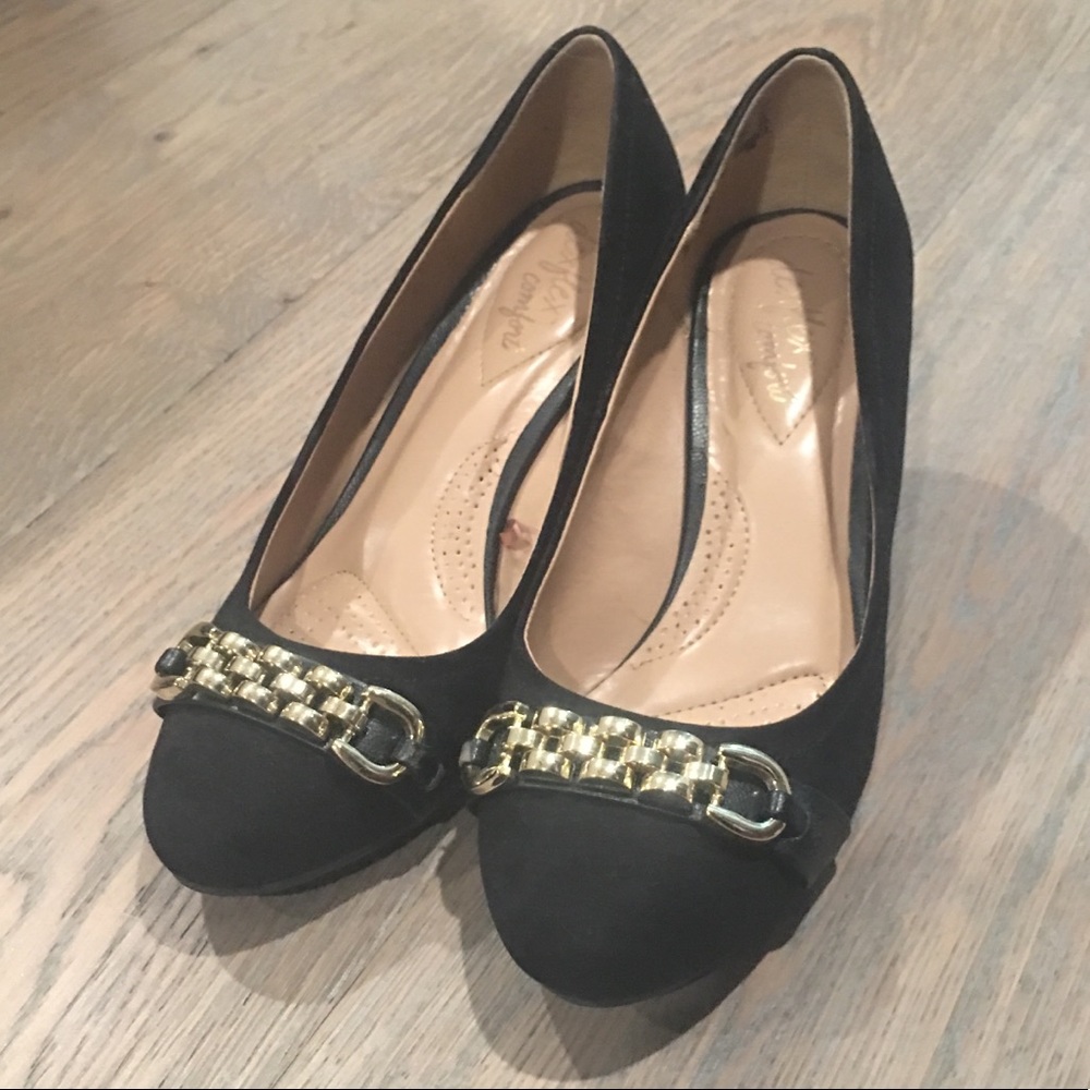 black suede wedges-worn once!
